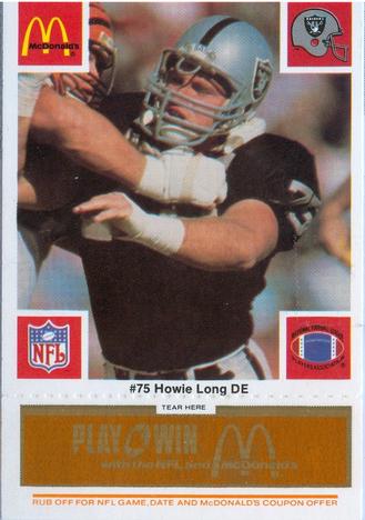 1986 McDonald's Los Angeles Raiders - Full Game Pieces Gold/Orange Tab #NNO Howie Long Front
