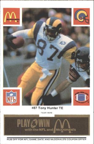 1986 McDonald's Los Angeles Rams - Full Game Pieces - Week 2 Black/Gray Tab #NNO Tony Hunter Front