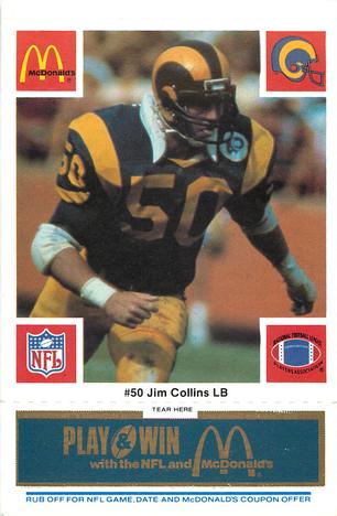 1986 McDonald's Los Angeles Rams - Full Game Pieces - Week 1 Blue Tab #NNO Jim Collins Front