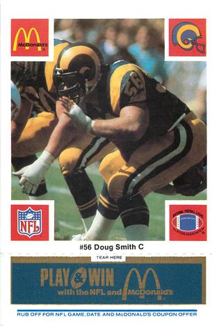 1986 McDonald's Los Angeles Rams - Full Game Pieces - Week 1 Blue Tab #NNO Doug Smith Front