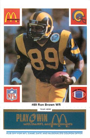 1986 McDonald's Los Angeles Rams - Full Game Pieces - Week 1 Blue Tab #NNO Ron Brown Front