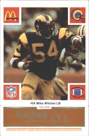 1986 McDonald's Los Angeles Rams - Full Game Pieces - Week 3 Gold/Orange Tab #NNO Mike Wilcher Front