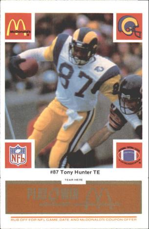 1986 McDonald's Los Angeles Rams - Full Game Pieces - Week 3 Gold/Orange Tab #NNO Tony Hunter Front
