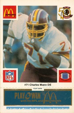 1986 McDonald's Washington Redskins - Full Game Pieces - Week 1 Blue Tab #NNO Charles Mann Front