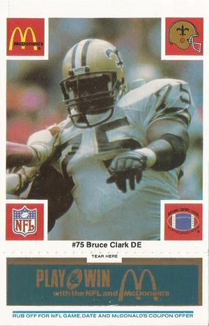 1986 McDonald's New Orleans Saints - Full Game Pieces - Week 1 Blue Tab #NNO Bruce Clark Front