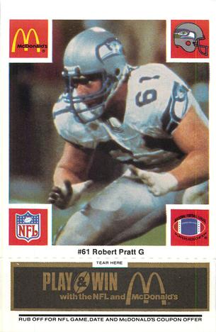 1986 McDonald's Seattle Seahawks - Full Game Pieces - Week 2 Black/Gray Tab #NNO Robert Pratt Front