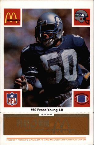 1986 McDonald's Seattle Seahawks - Full Game Pieces - Week 3 Gold/Orange Tab #NNO Fredd Young Front