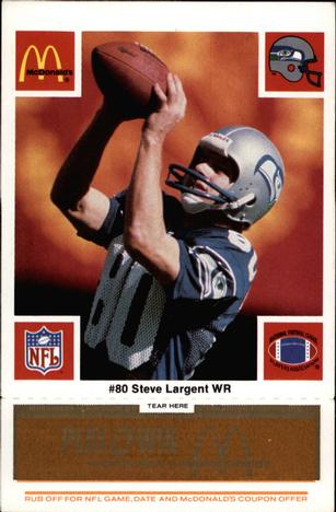 1986 McDonald's Seattle Seahawks - Full Game Pieces - Week 3 Gold/Orange Tab #NNO Steve Largent Front