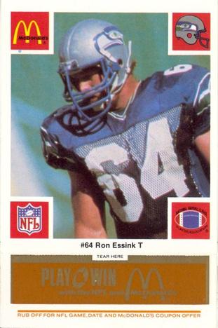 1986 McDonald's Seattle Seahawks - Full Game Pieces - Week 3 Gold/Orange Tab #NNO Ron Essink Front