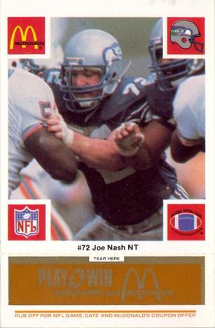 1986 McDonald's Seattle Seahawks - Full Game Pieces - Week 3 Gold/Orange Tab #NNO Joe Nash Front