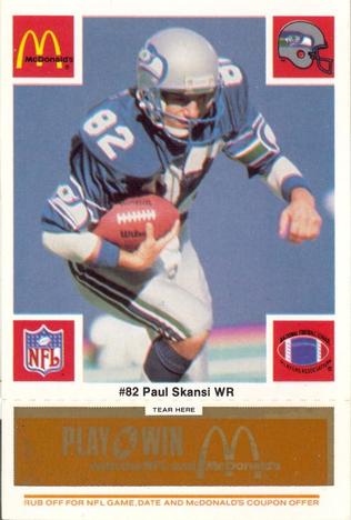 1986 McDonald's Seattle Seahawks - Full Game Pieces - Week 3 Gold/Orange Tab #NNO Paul Skansi Front
