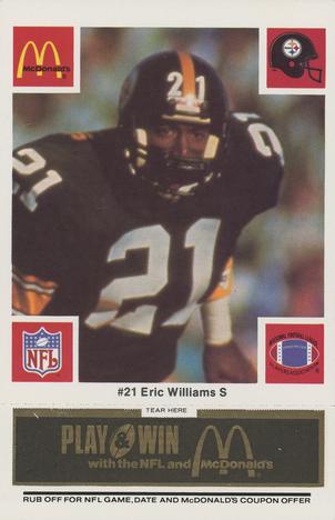 1986 McDonald's Pittsburgh Steelers - Full Game Pieces - Week 2 Black/Gray Tab #NNO Eric Williams Front