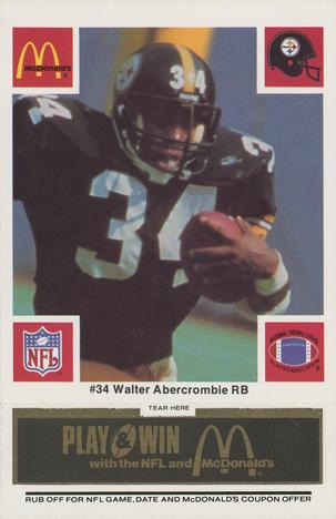 1986 McDonald's Pittsburgh Steelers - Full Game Pieces - Week 2 Black/Gray Tab #NNO Walter Abercrombie Front