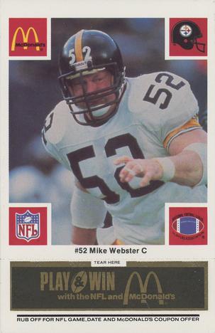 1986 McDonald's Pittsburgh Steelers - Full Game Pieces - Week 2 Black/Gray Tab #NNO Mike Webster Front