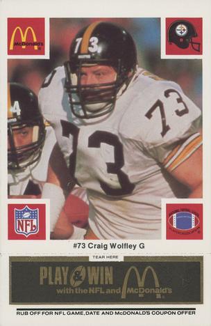 1986 McDonald's Pittsburgh Steelers - Full Game Pieces - Week 2 Black/Gray Tab #NNO Craig Wolfley Front