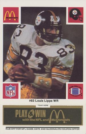 1986 McDonald's Pittsburgh Steelers - Full Game Pieces - Week 2 Black/Gray Tab #NNO Louis Lipps Front