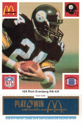 1986 McDonald's Pittsburgh Steelers - Full Game Pieces - Week 1 Blue Tab #NNO Rich Erenberg Front