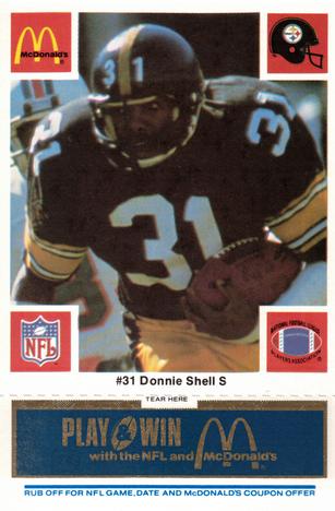 1986 McDonald's Pittsburgh Steelers - Full Game Pieces - Week 1 Blue Tab #NNO Donnie Shell Front