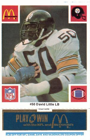 1986 McDonald's Pittsburgh Steelers - Full Game Pieces - Week 1 Blue Tab #NNO David Little Front
