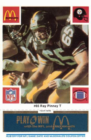 1986 McDonald's Pittsburgh Steelers - Full Game Pieces - Week 1 Blue Tab #NNO Ray Pinney Front