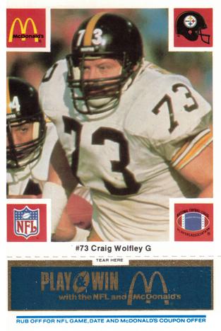 1986 McDonald's Pittsburgh Steelers - Full Game Pieces - Week 1 Blue Tab #NNO Craig Wolfley Front