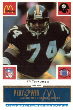 1986 McDonald's Pittsburgh Steelers - Full Game Pieces - Week 1 Blue Tab #NNO Terry Long Front