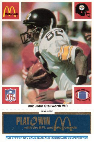 1986 McDonald's Pittsburgh Steelers - Full Game Pieces - Week 1 Blue Tab #NNO John Stallworth Front