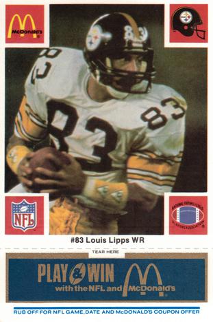 1986 McDonald's Pittsburgh Steelers - Full Game Pieces - Week 1 Blue Tab #NNO Louis Lipps Front