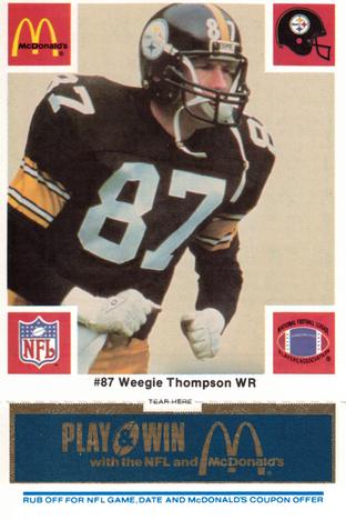 1986 McDonald's Pittsburgh Steelers - Full Game Pieces - Week 1 Blue Tab #NNO Weegie Thompson Front