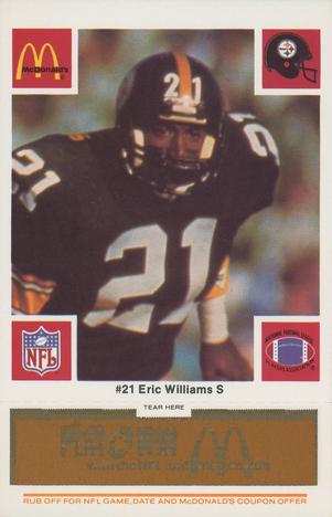 1986 McDonald's Pittsburgh Steelers - Full Game Pieces - Week 3 Gold/Orange Tab #NNO Eric Williams Front