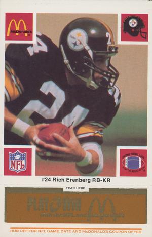 1986 McDonald's Pittsburgh Steelers - Full Game Pieces - Week 3 Gold/Orange Tab #NNO Rich Erenberg Front