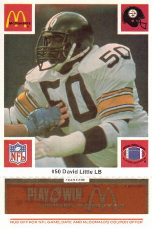 1986 McDonald's Pittsburgh Steelers - Full Game Pieces - Week 3 Gold/Orange Tab #NNO David Little Front