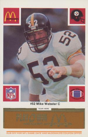 1986 McDonald's Pittsburgh Steelers - Full Game Pieces - Week 3 Gold/Orange Tab #NNO Mike Webster Front