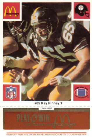 1986 McDonald's Pittsburgh Steelers - Full Game Pieces - Week 3 Gold/Orange Tab #NNO Ray Pinney Front