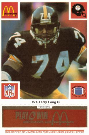 1986 McDonald's Pittsburgh Steelers - Full Game Pieces - Week 3 Gold/Orange Tab #NNO Terry Long Front
