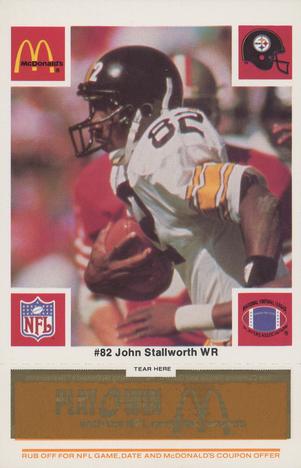 1986 McDonald's Pittsburgh Steelers - Full Game Pieces - Week 3 Gold/Orange Tab #NNO John Stallworth Front