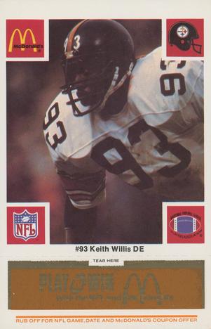 1986 McDonald's Pittsburgh Steelers - Full Game Pieces - Week 3 Gold/Orange Tab #NNO Keith Willis Front
