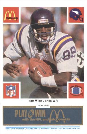 1986 McDonald's Minnesota Vikings - Full Game Pieces - Week 1 Blue Tab #NNO Mike Jones Front
