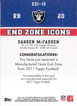 2011 Topps - End Zone Icons Patches #EZI-19 Darren McFadden Back