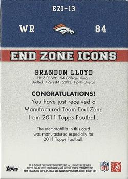 2011 Topps - End Zone Icons Patches #EZI-13 Brandon Lloyd Back