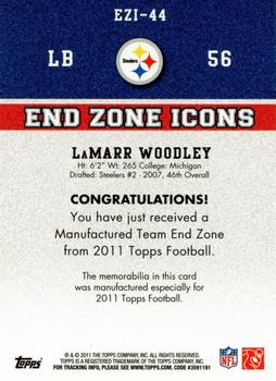 2011 Topps - End Zone Icons Patches #EZI-44 LaMarr Woodley Back