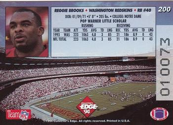 1994 Collector's Edge - Pop Warner Bronze #200 Reggie Brooks Back