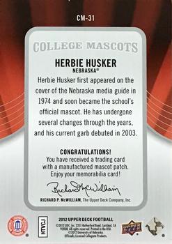2012 Upper Deck - College Mascots Manufactured Patches #CM-31 Herbie Husker Back