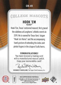 2012 Upper Deck - College Mascots Manufactured Patches #CM-49 Hook 'Em Back