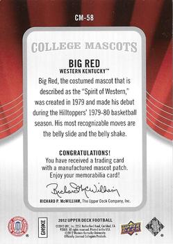 2012 Upper Deck - College Mascots Manufactured Patches #CM-58 Big Red Back