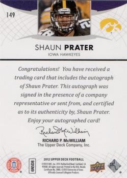 2012 Upper Deck - Rookie Autographs #149 Shaun Prater Back