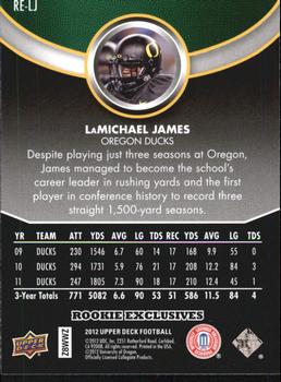 2012 Upper Deck - Rookie Exclusives #RE-LJ LaMichael James Back