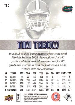 2012 Upper Deck - Tim Tebow #TT-2 Tim Tebow Back