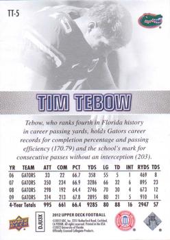 2012 Upper Deck - Tim Tebow #TT-5 Tim Tebow Back