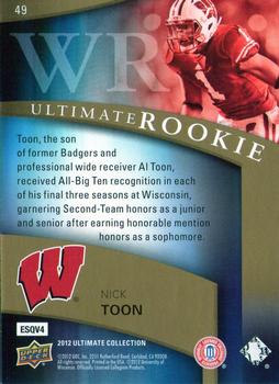 2012 Upper Deck - Ultimate Collection #49 Nick Toon Back
